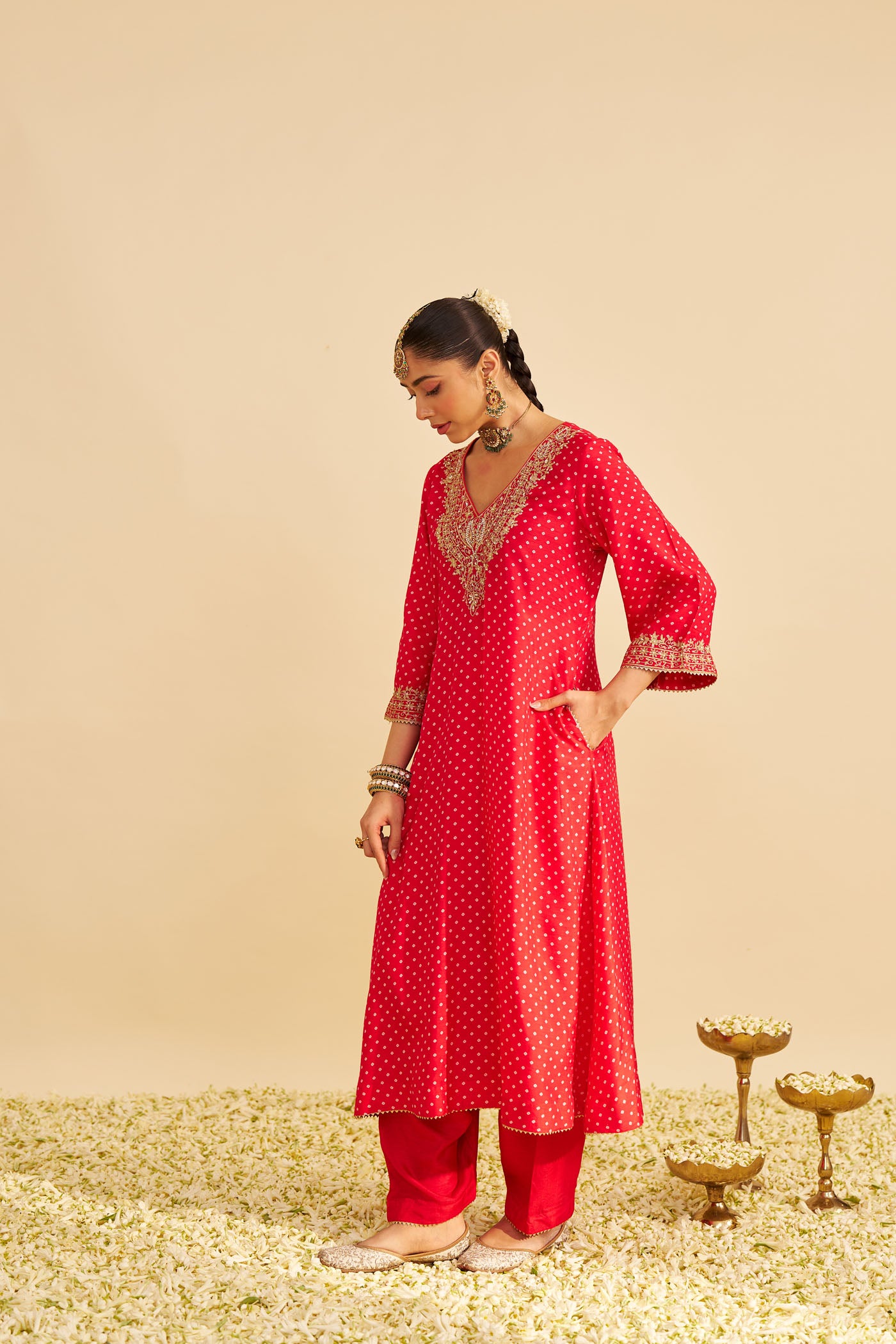 ZALIYAH - RED LONG CHAUGA WITH SALWAR