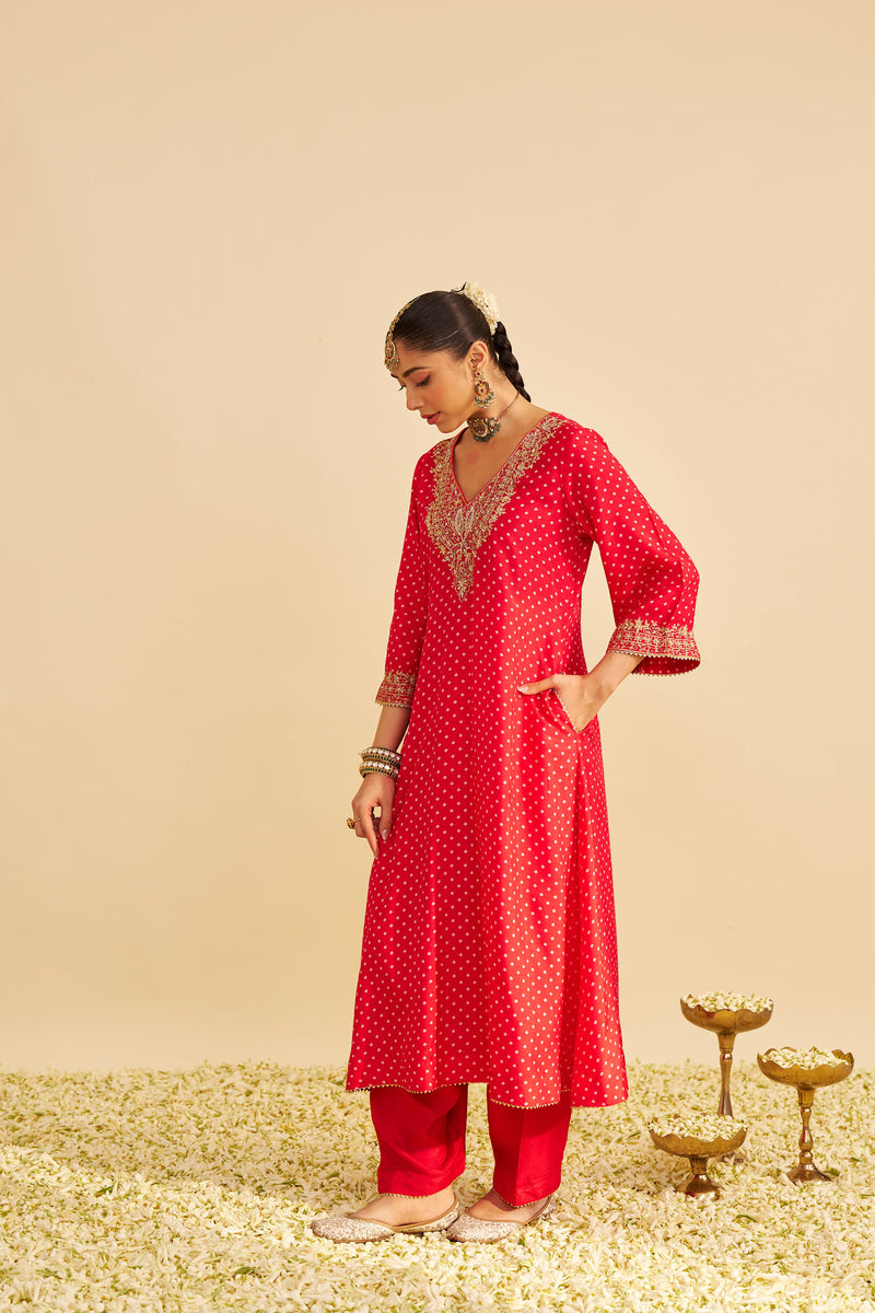 ZALIYAH - RED LONG CHAUGA WITH SALWAR (LXRTS)
