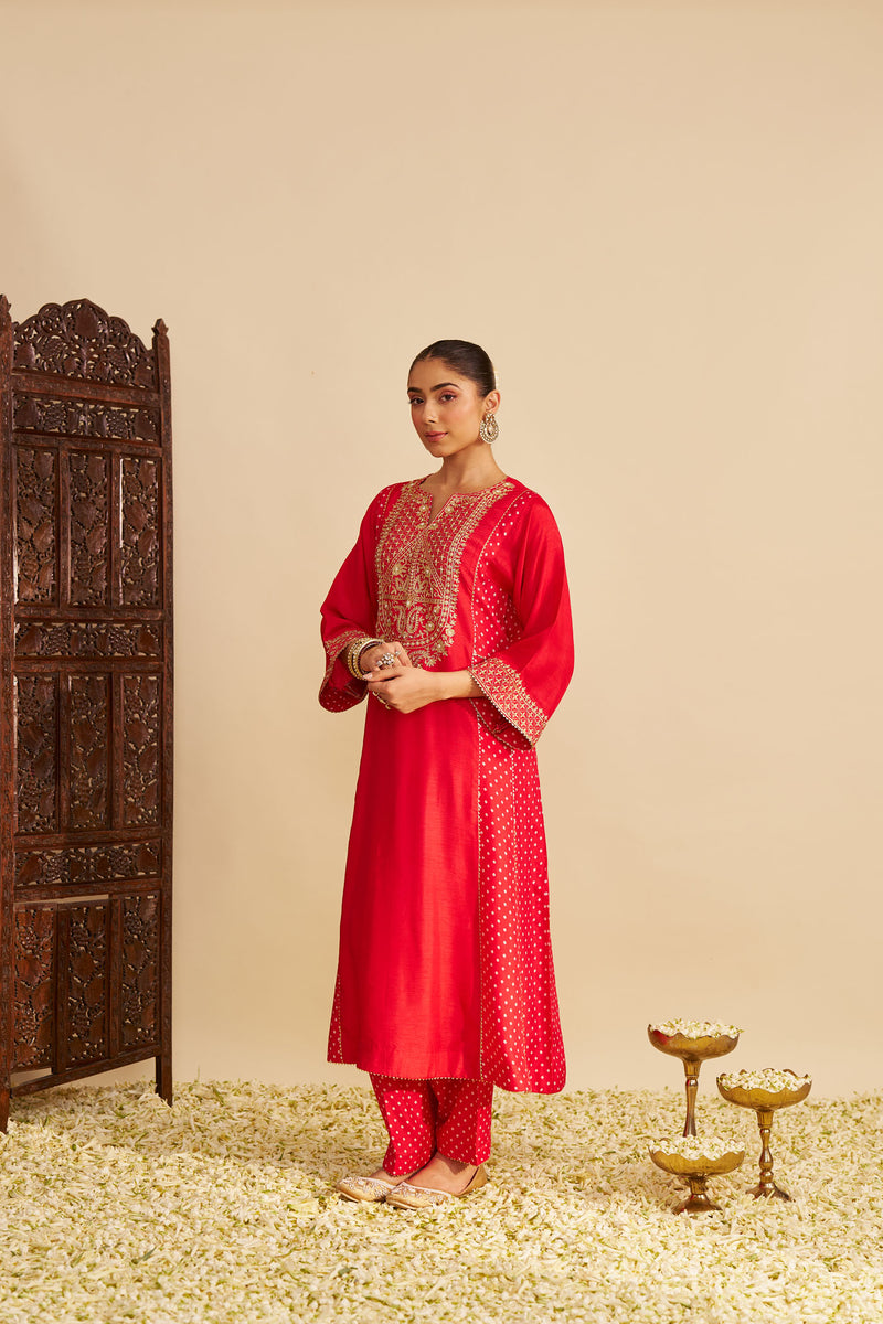 ESRA - RED LONG CHAUGA WITH SALWAR