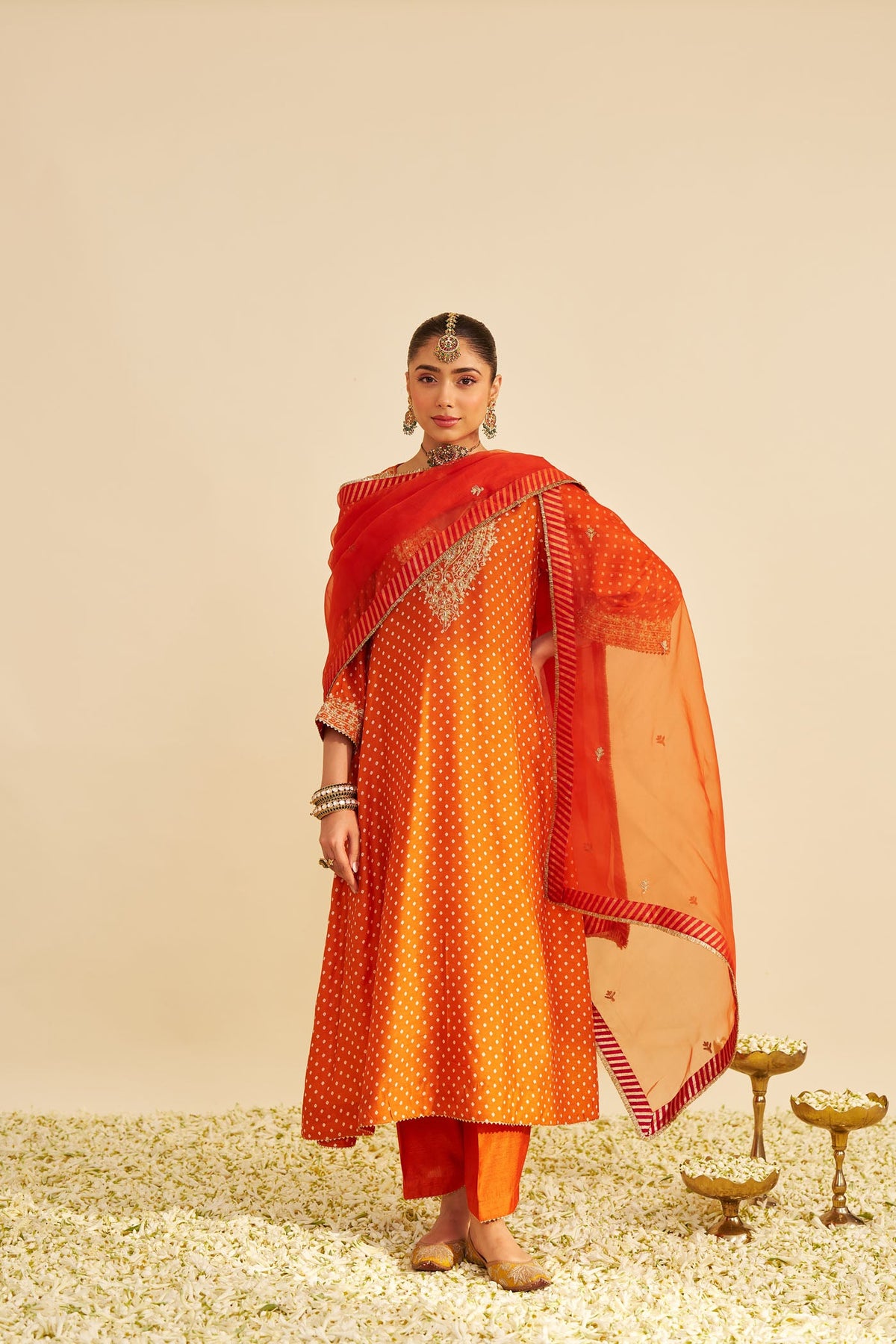 ZALIYAH - ORANGE LONG CHAUGA WITH SALWAR (Lxrts)