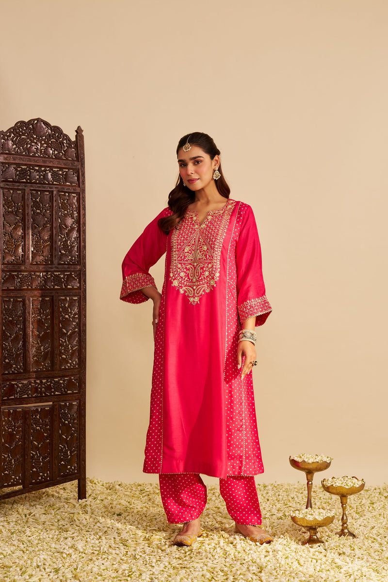 ESRA - Rani HOTPINK LONG CHAUGA WITH SALWAR (Lxrts)