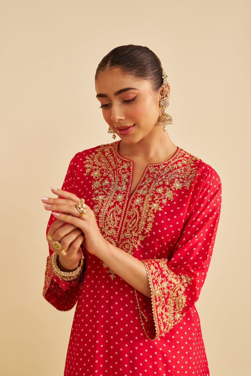 SHEZIA - RED LONG CHAUGA WITH SALWAR