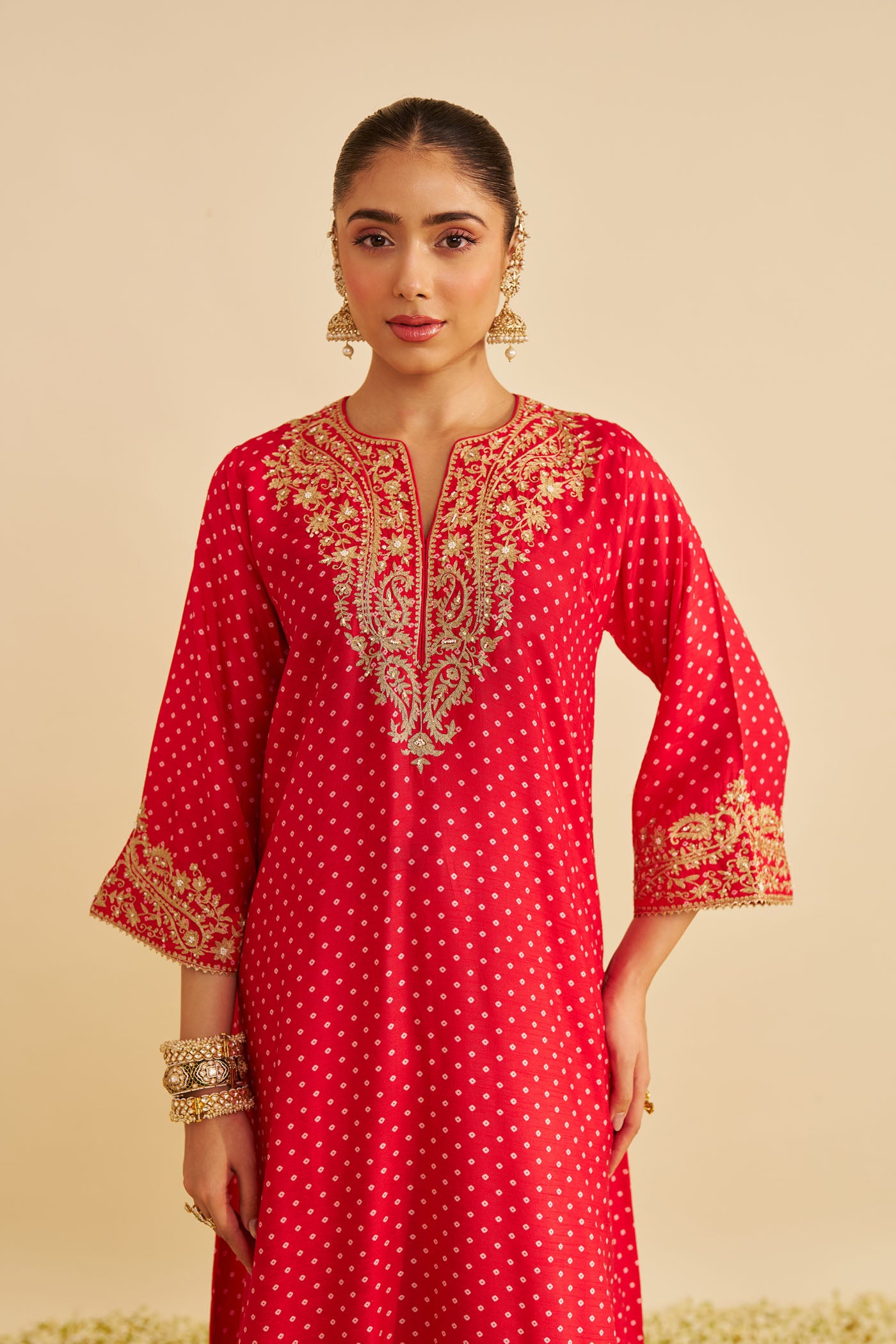 SHEZIA - RED LONG CHAUGA WITH SALWAR