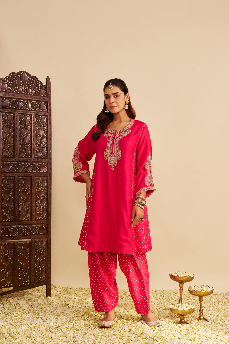 JERIAH - Rani Hotpink SHORT CHAUGA WITH SALWAR