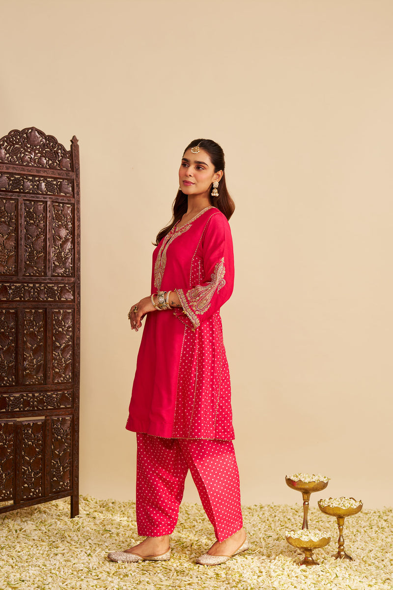 JERIAH - Rani Hotpink SHORT CHAUGA WITH SALWAR