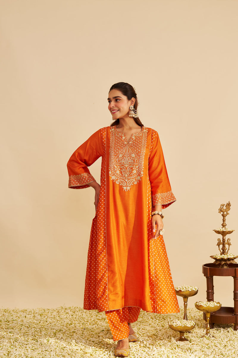 ESRA - Orange LONG CHAUGA WITH SALWAR