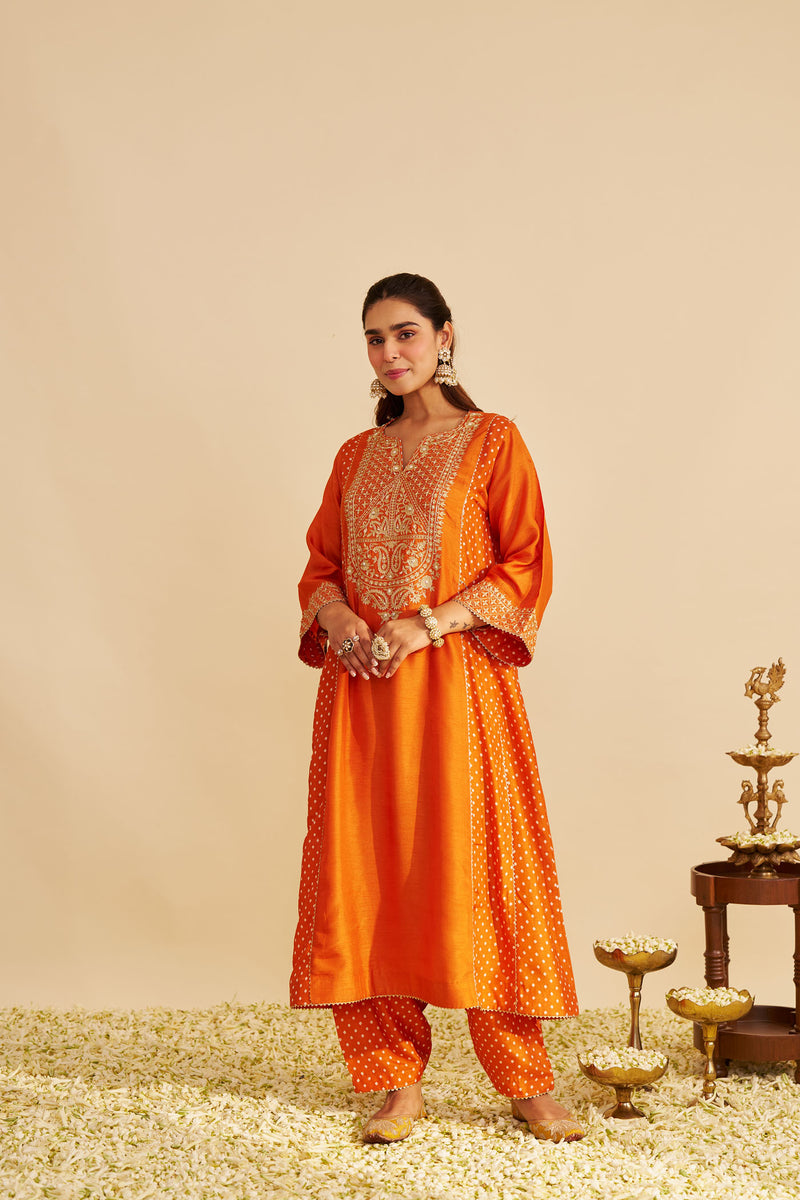 ESRA - Orange LONG CHAUGA WITH SALWAR