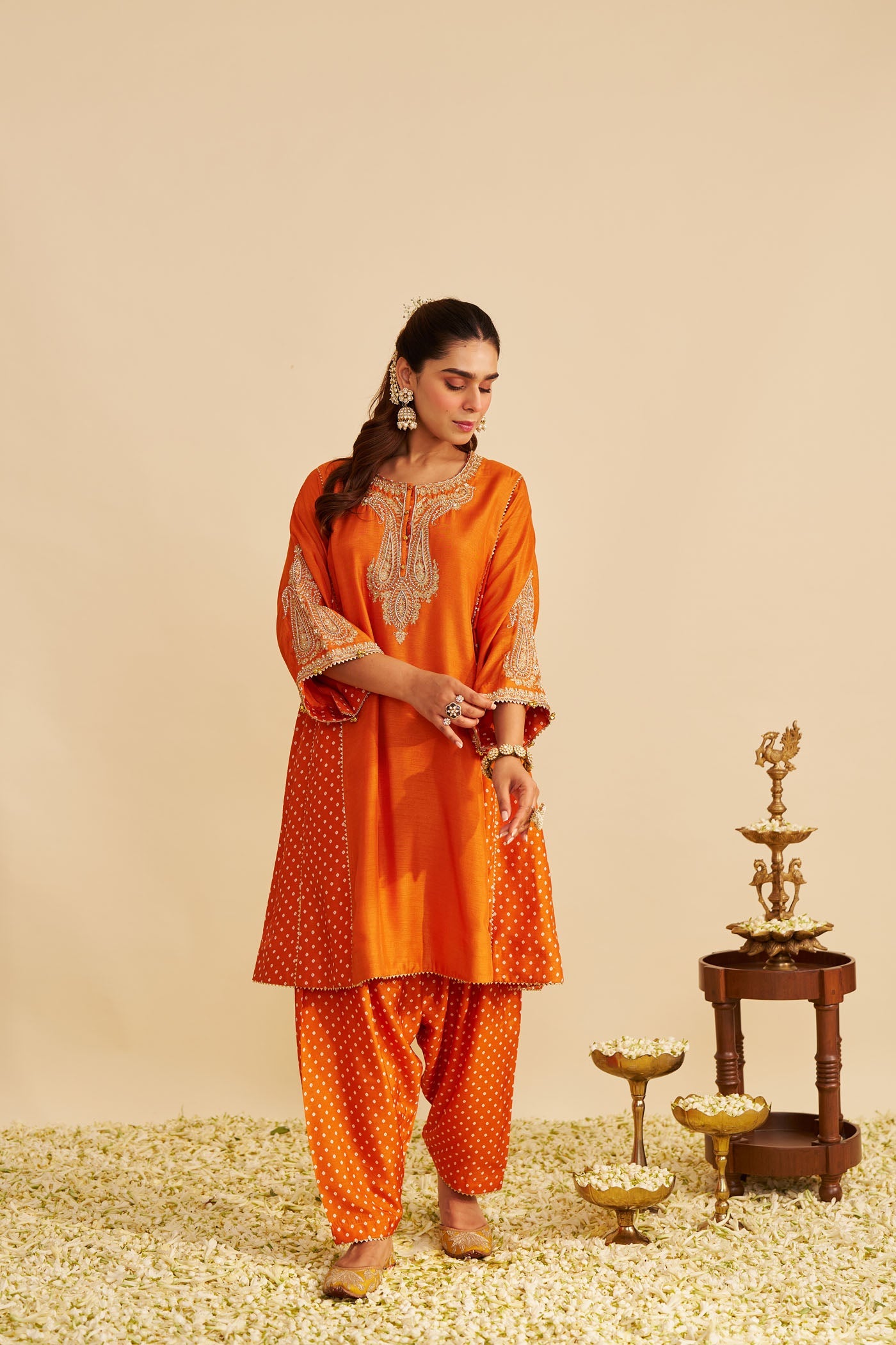 JERIAH - ORANGE SHORT CHAUGA WITH SALWAR (Lxrts)