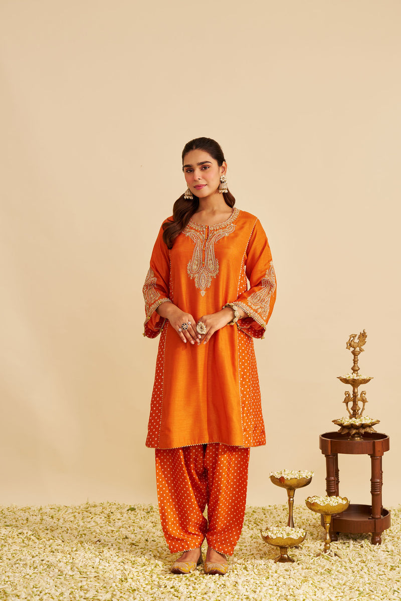 JERIAH - Orange SHORT CHAUGA WITH SALWAR