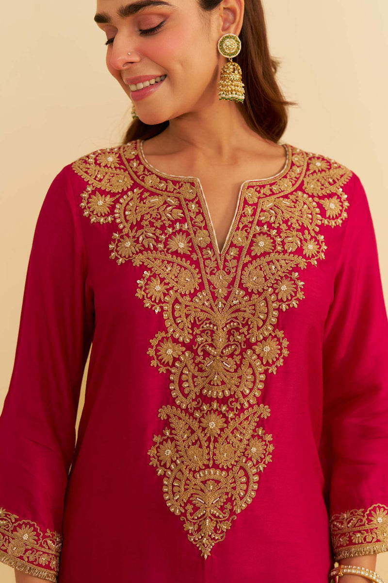 HIBA - HOTPINK LONG KAFTAN WITH SALWAR AND DUPATTA (Lxrts)