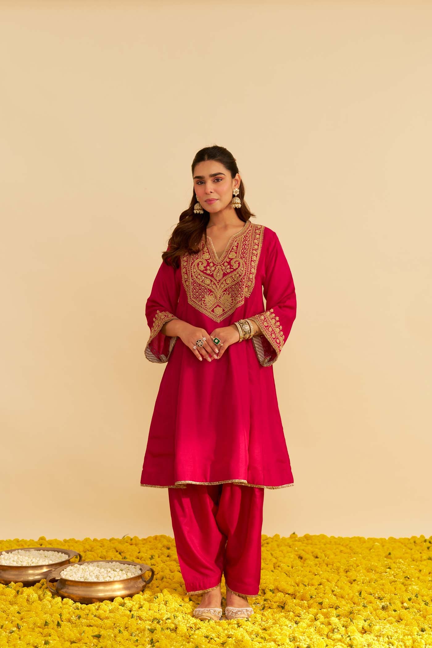 MEHZA - HOTPINK SHORT CHAUGA WITH SALWAR