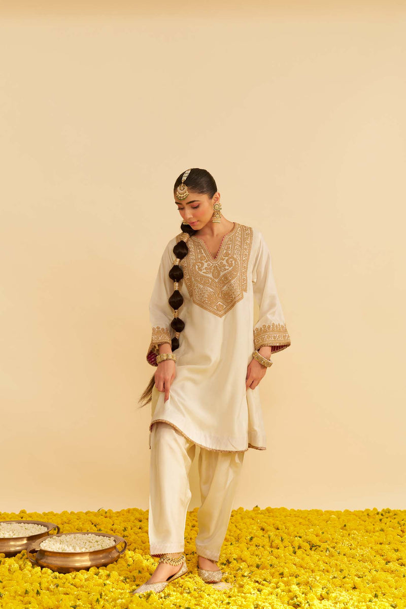 MEHZA - DAISY IVORY SHORT CHAUGA WITH SALWAR