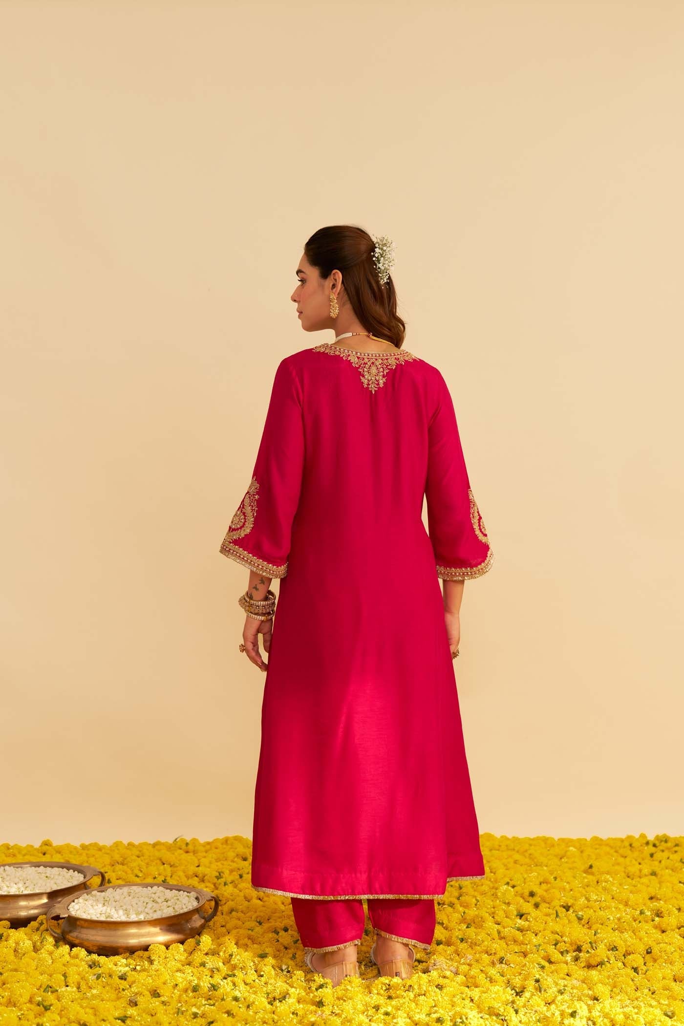 HAAYAT - HOTPINK LONG KAFTAN WITH SALWAR (Lxrts)
