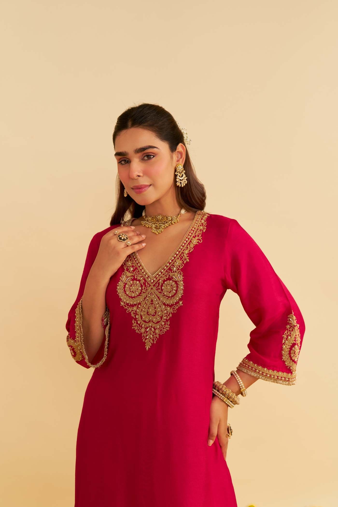 HAAYAT - HOTPINK LONG KAFTAN WITH SALWAR (Lxrts)