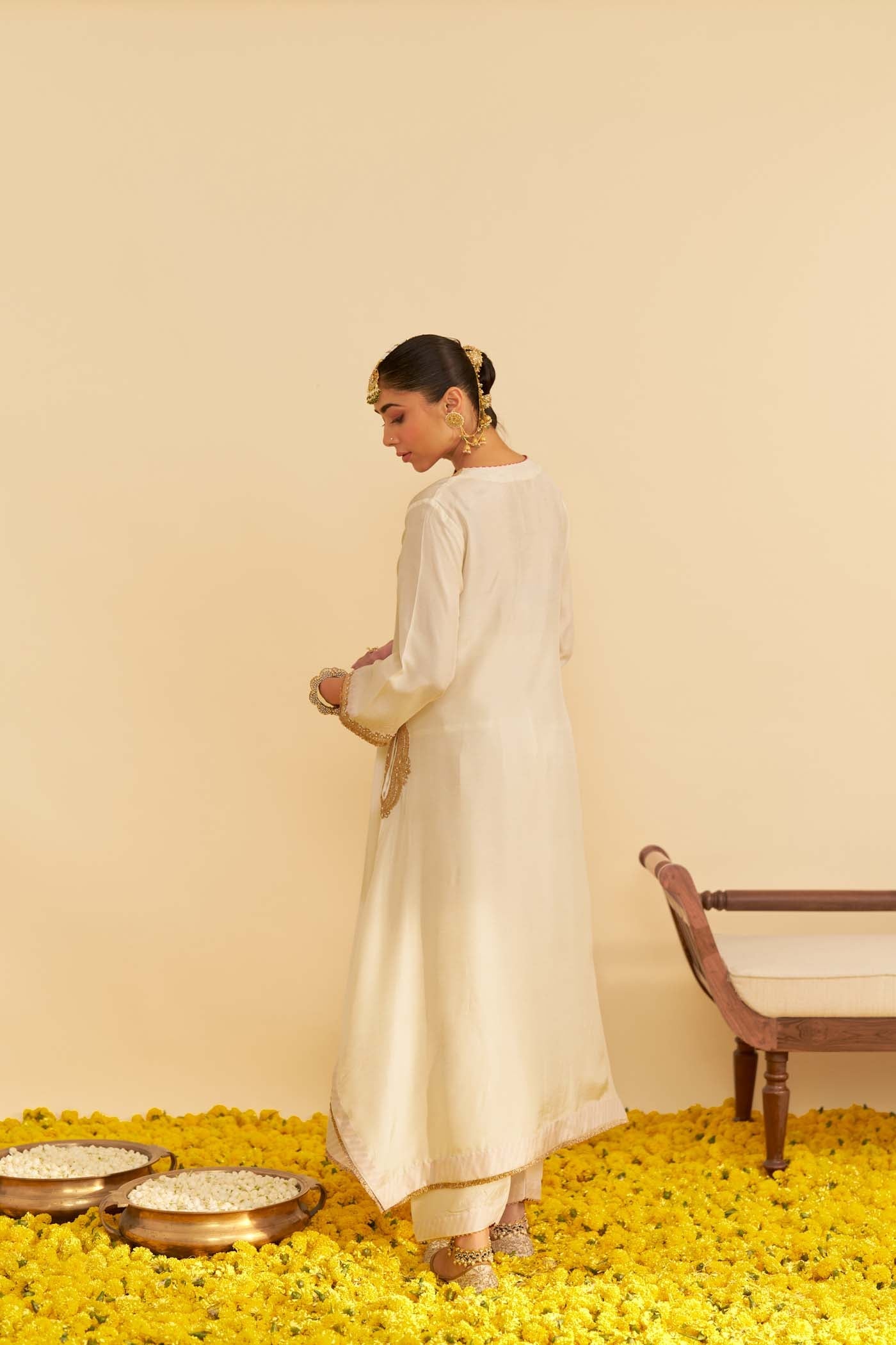 AMAYA - DAISY IVORY LONG KAFTAN WITH SALWAR (Lxrts)