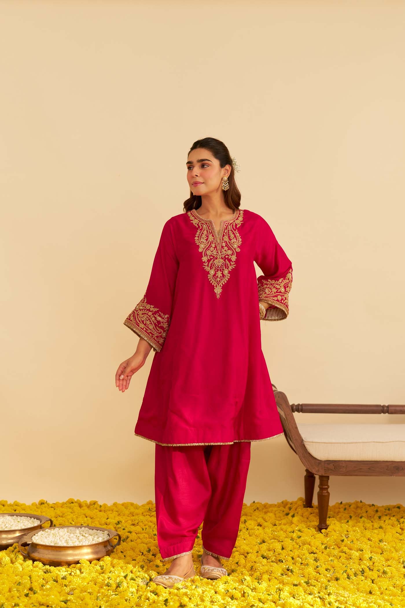 MARWA - HOTPINK  SHORT CHAUGA WITH SALWAR