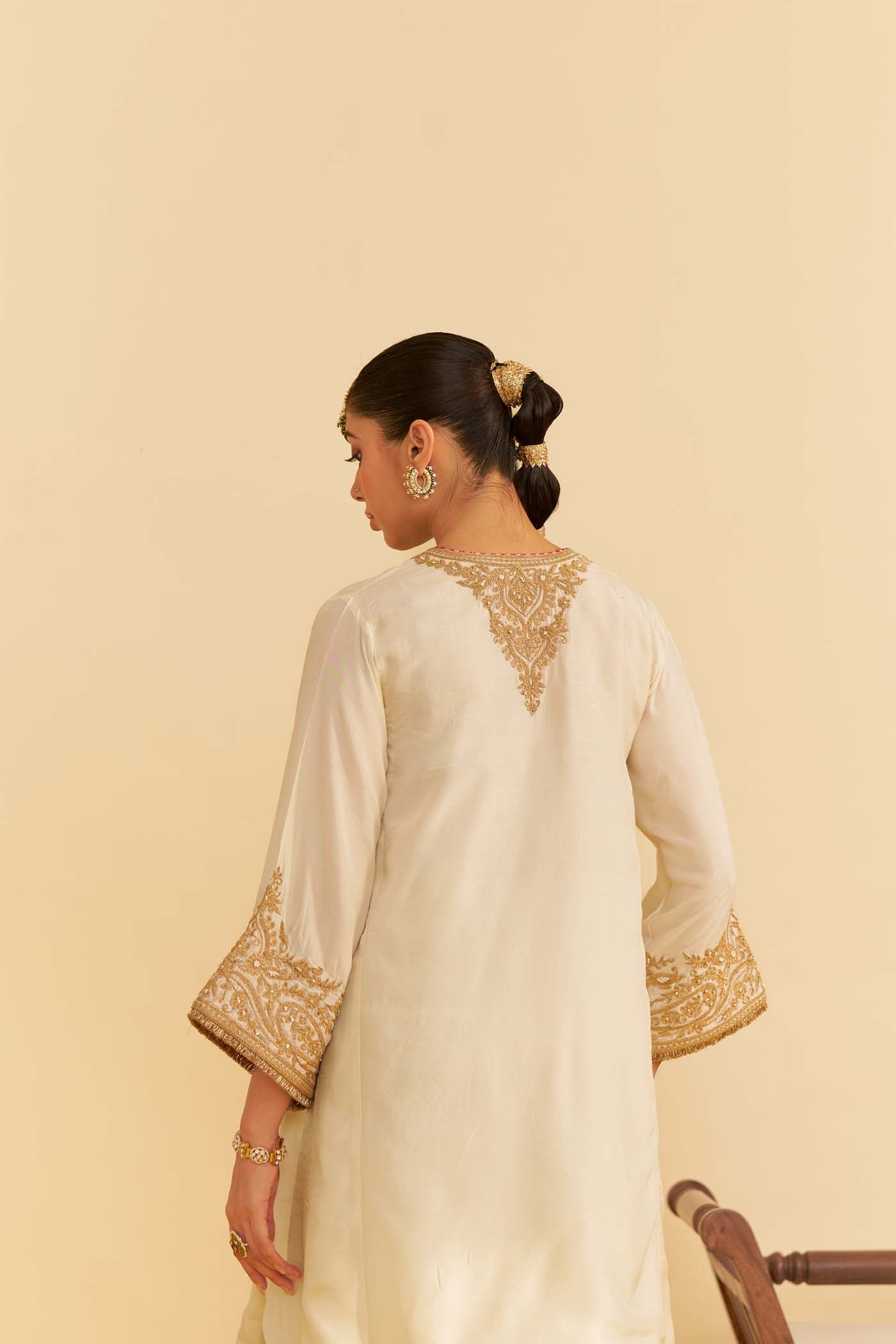 MARWA - DAISY IVORY SHORT CHAUGA WITH SALWAR