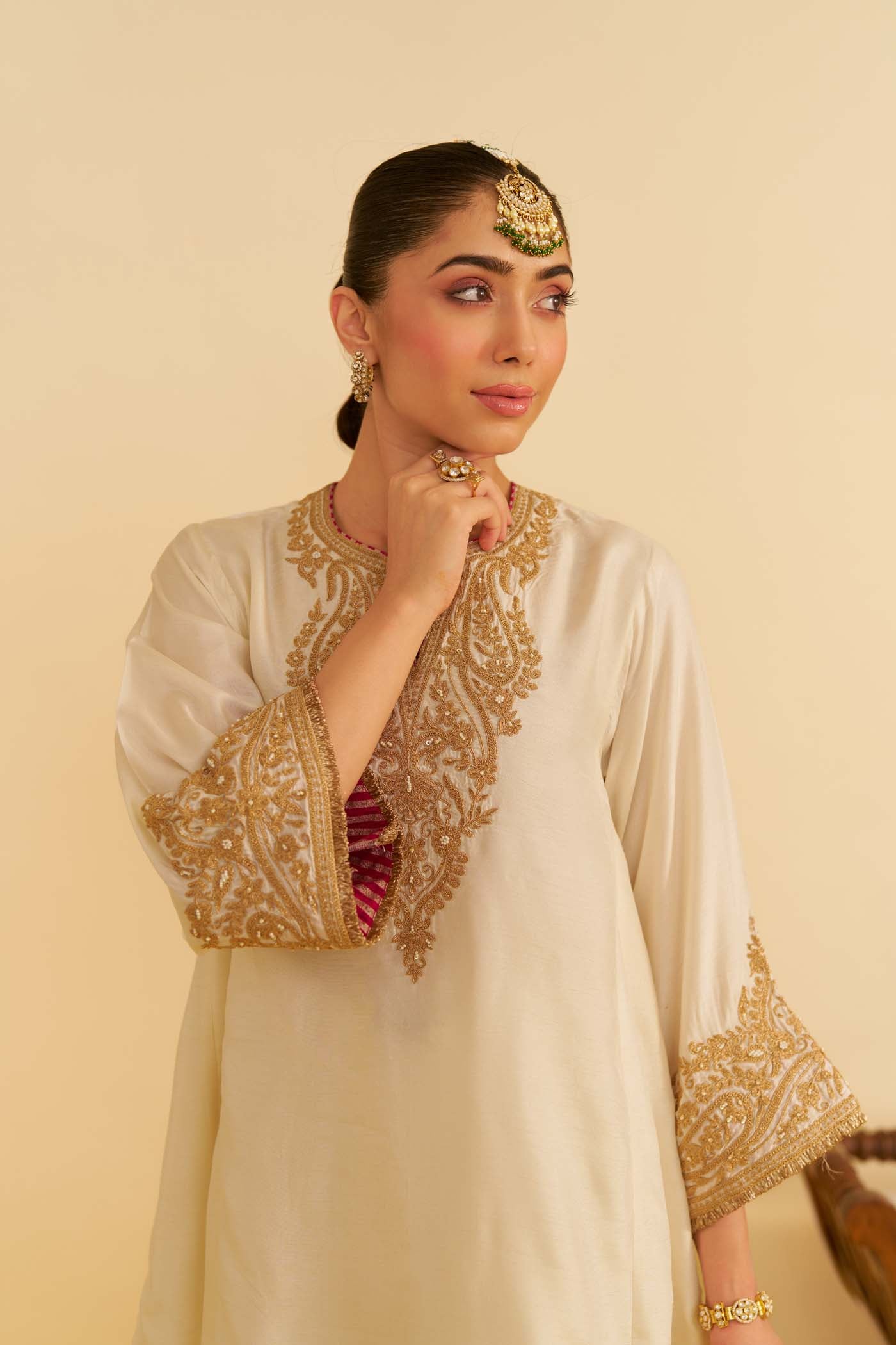 MARWA - DAISY IVORY SHORT CHAUGA WITH SALWAR