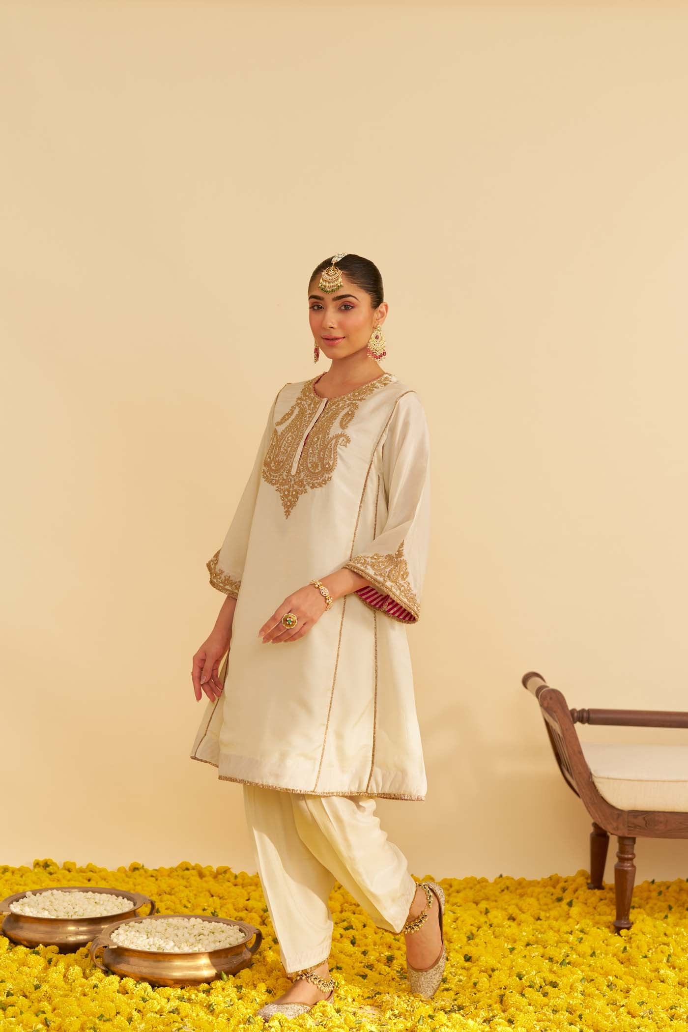 AYRA - DAISY IVORY SHORT CHAUGA WITH SALWAR
