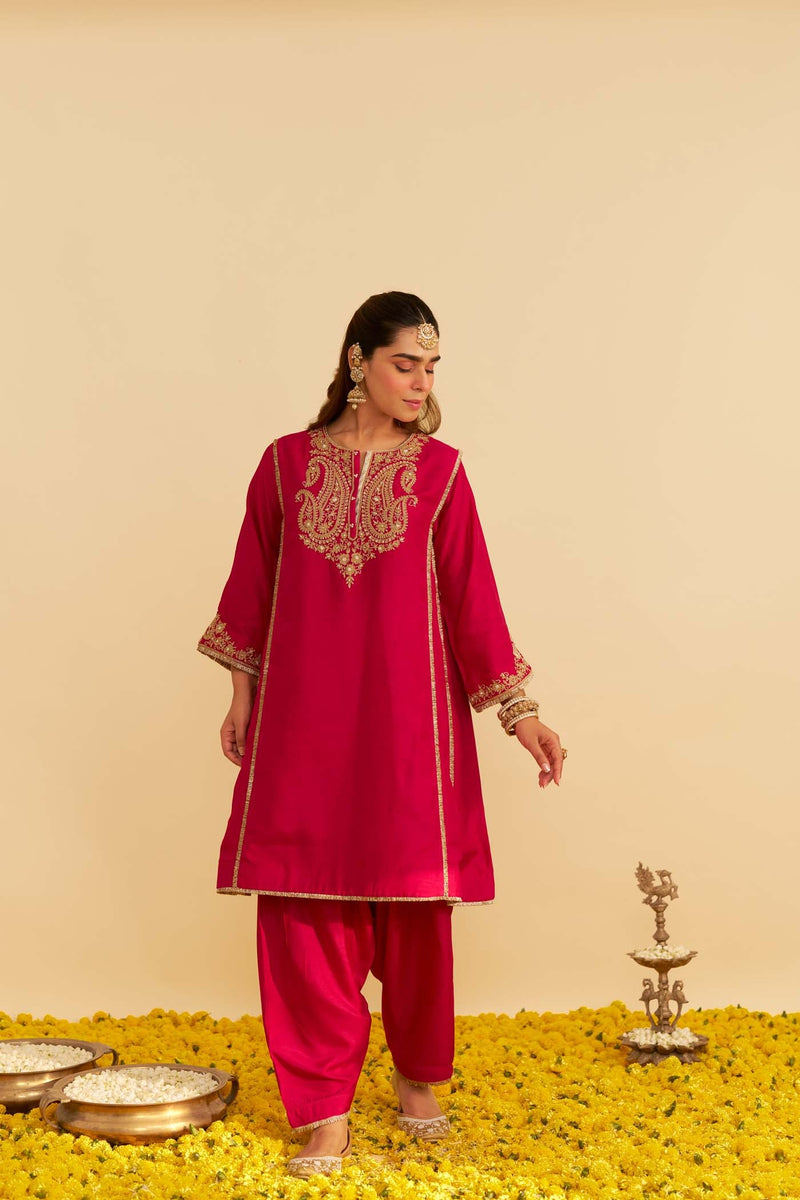 AYRA - RANI HOTPINK SHORT CHAUGA WITH SALWAR (Lxrts)