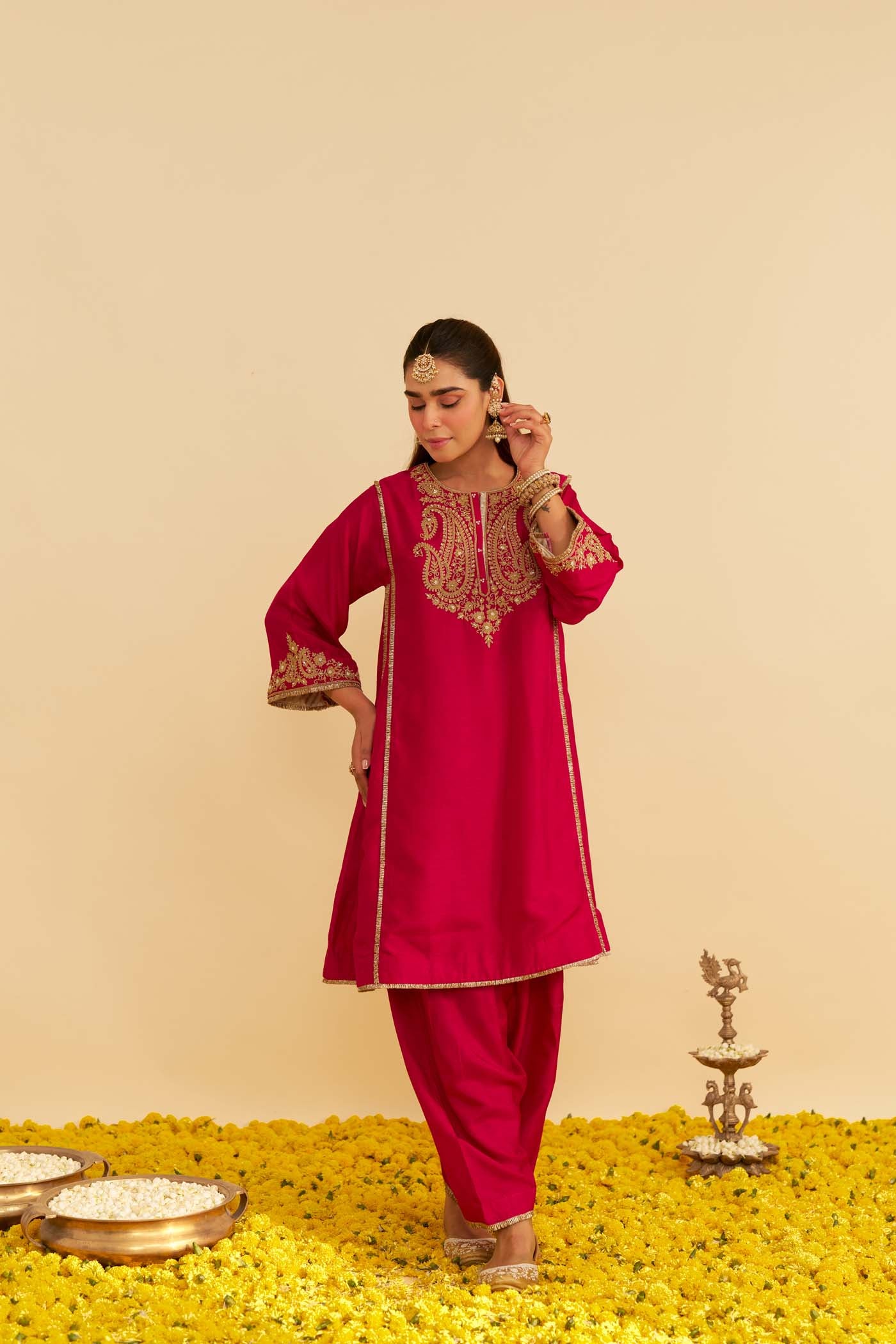 AYRA - HOTPINK SHORT CHAUGA WITH SALWAR