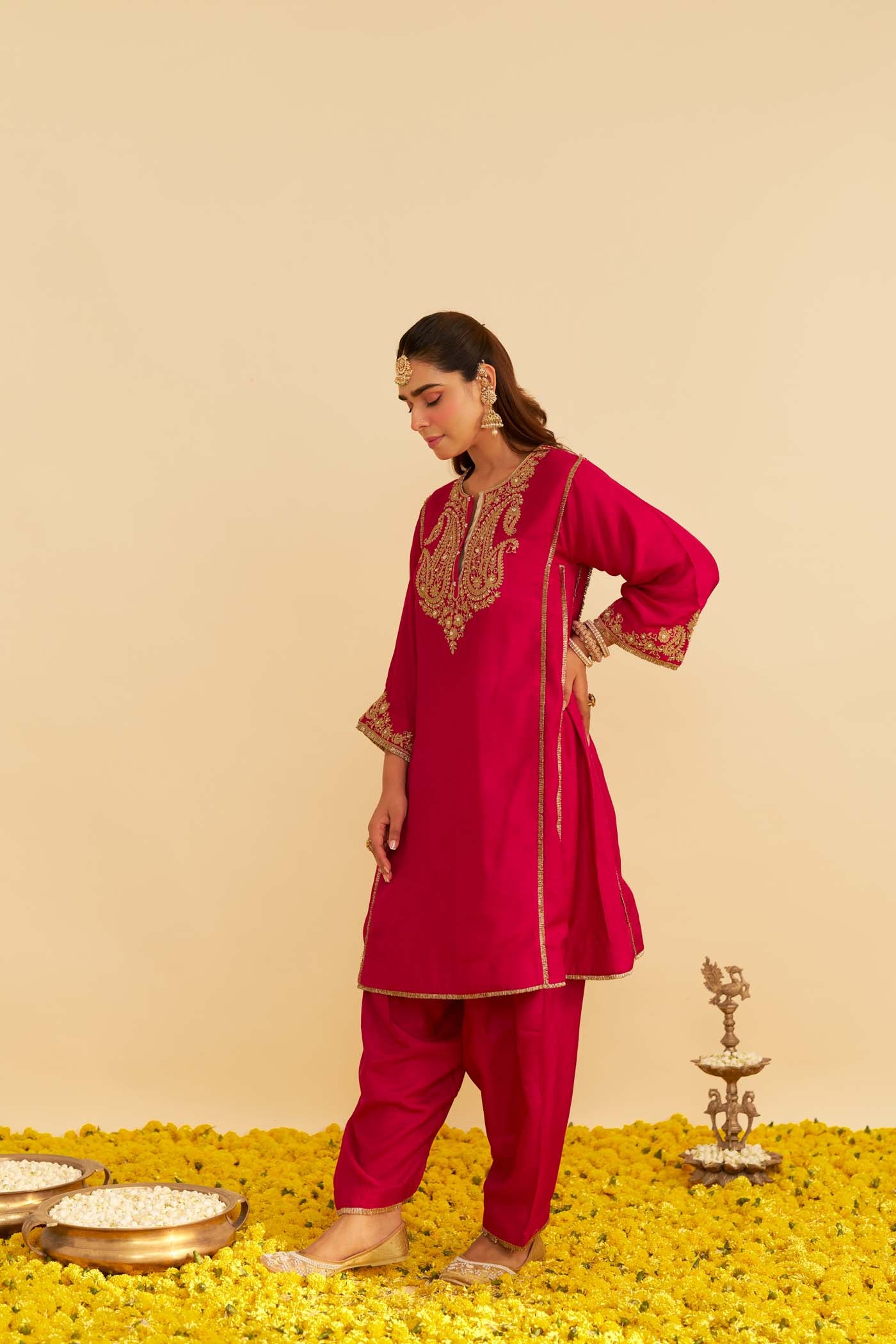 AYRA - HOTPINK SHORT CHAUGA WITH SALWAR