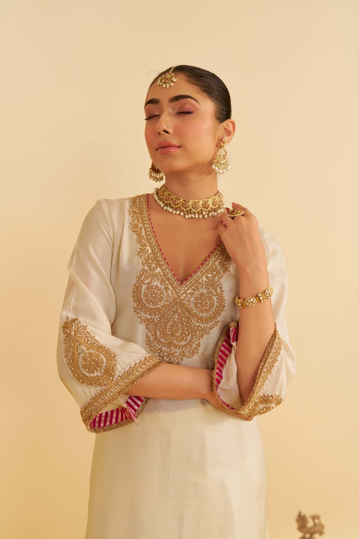 HAAYAT - DAISY IVORY LONG KAFTAN WITH SALWAR (Lxrts)