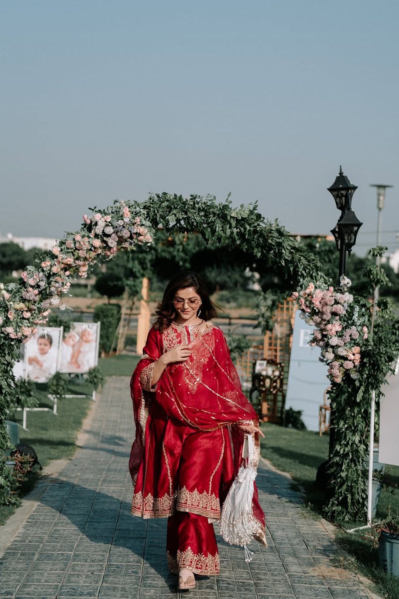 Rubina Dilaik In MAHIKA - HOTPINK LONG KURTA WITH PALAZZO AND DUPATTA