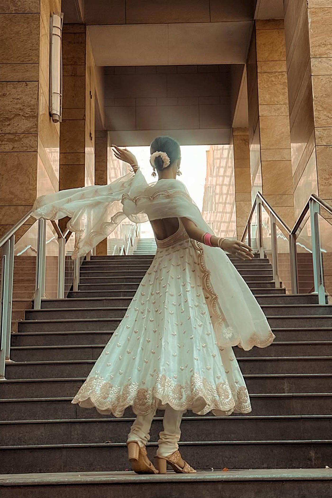 Mansi Ugale In Wafiya - Daisy Ivory Ankle Length Anarkali with Chooridaar and Dupatta