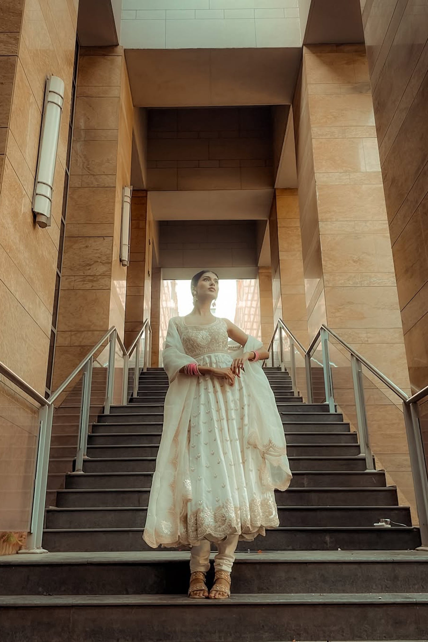 Mansi Ugale In Wafiya - Daisy Ivory Ankle Length Anarkali with Chooridaar and Dupatta