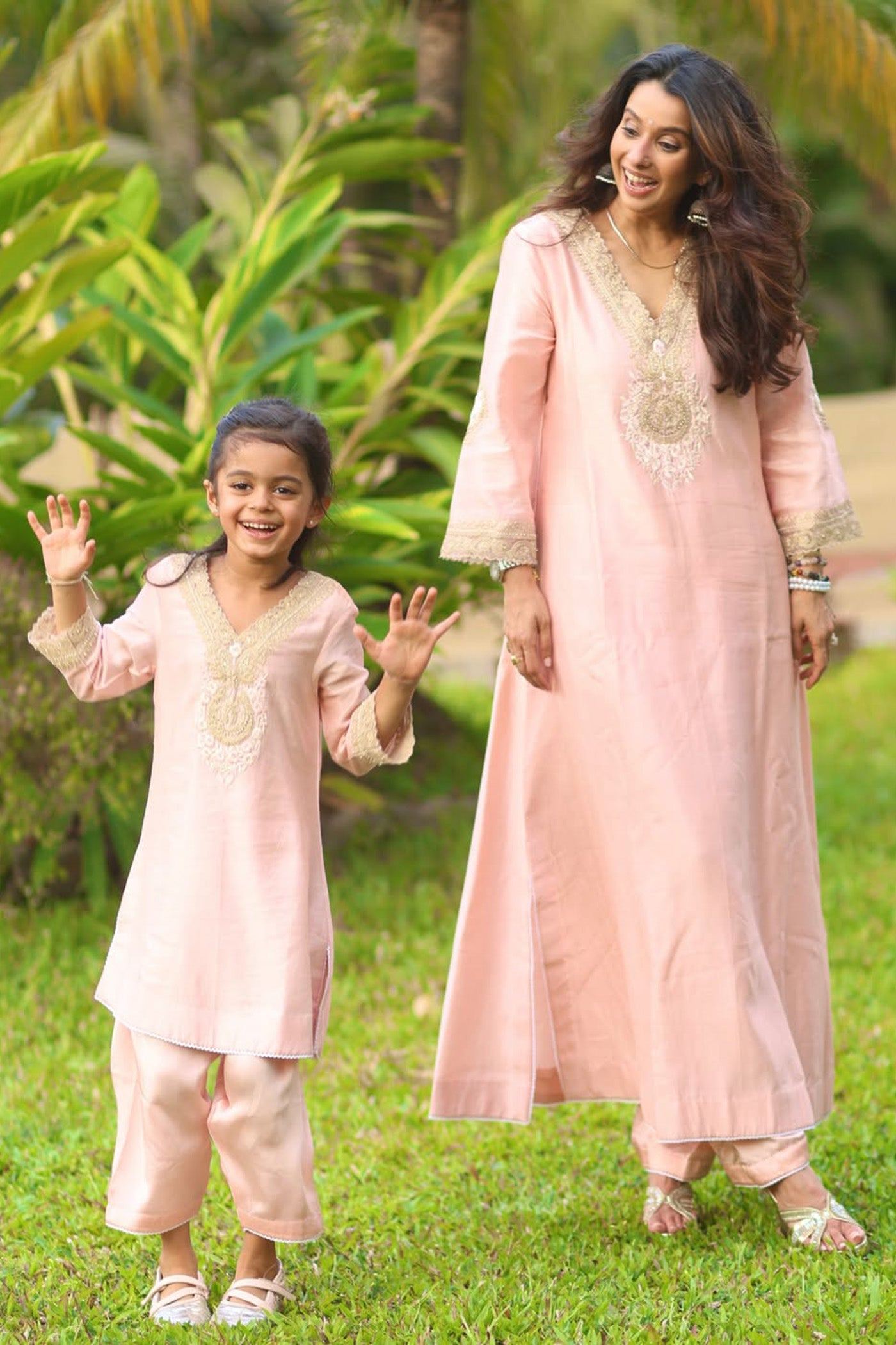 Sanvi - Blush Pink Long Choga With Salwar