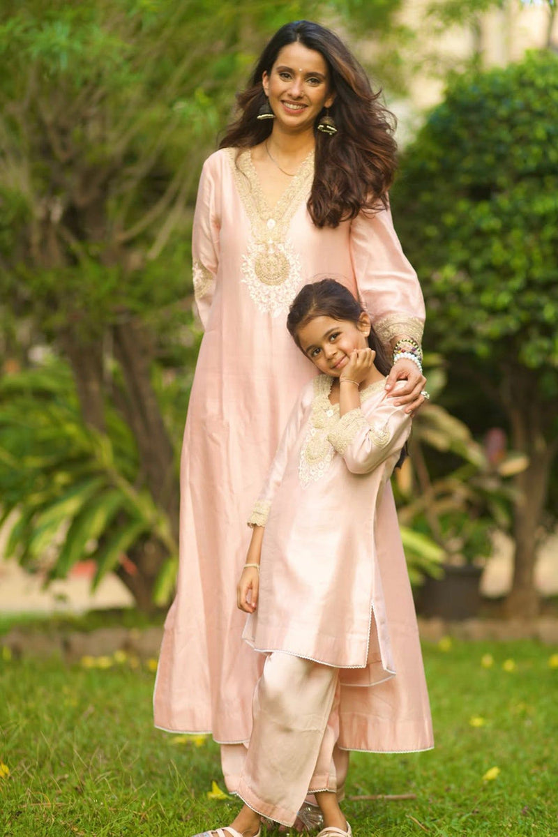 Sanvi - Blush Pink Long Choga With Salwar