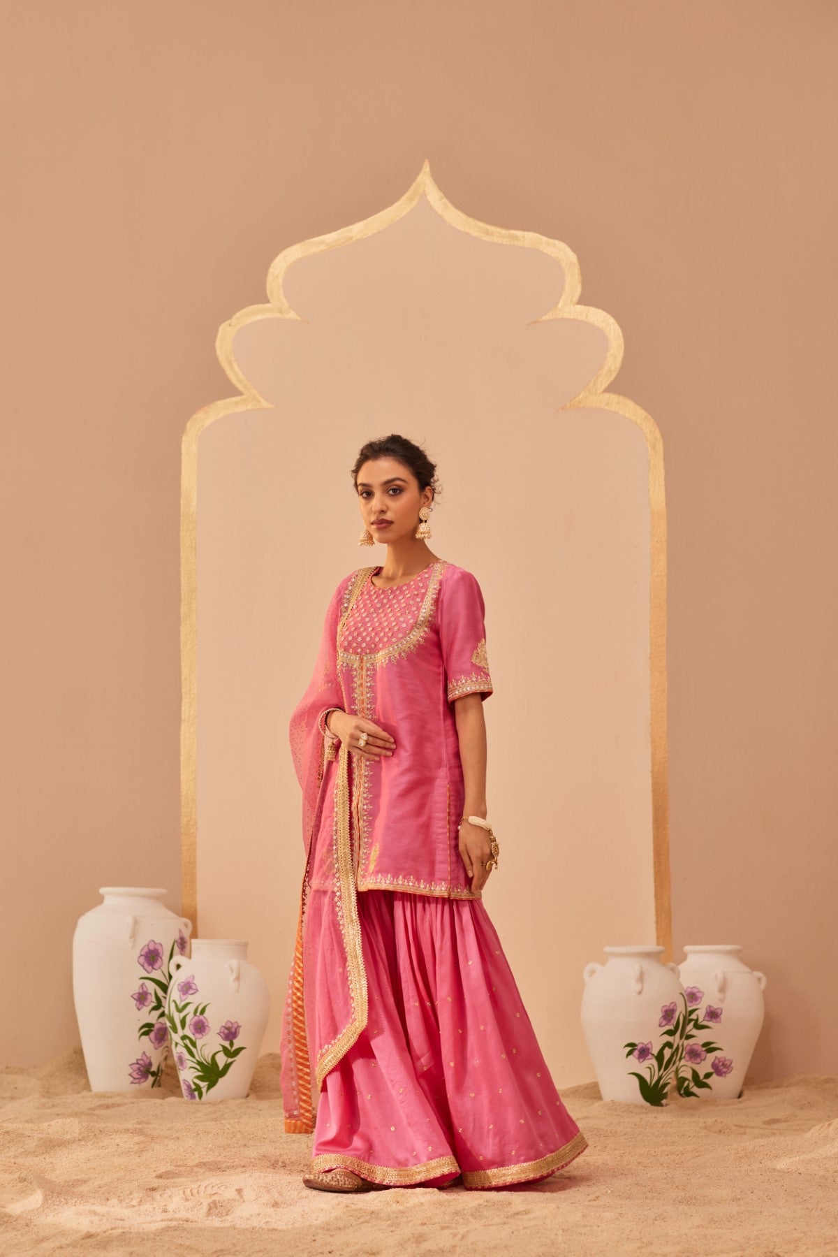 Suhair - Flamingo Pink Kurta Garara Set