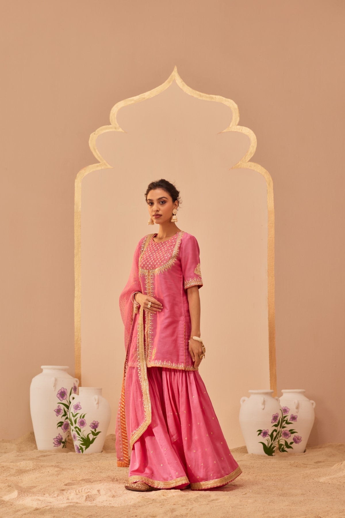 Suhair - Flamingo Pink Kurta Garara Set (LXRTS)
