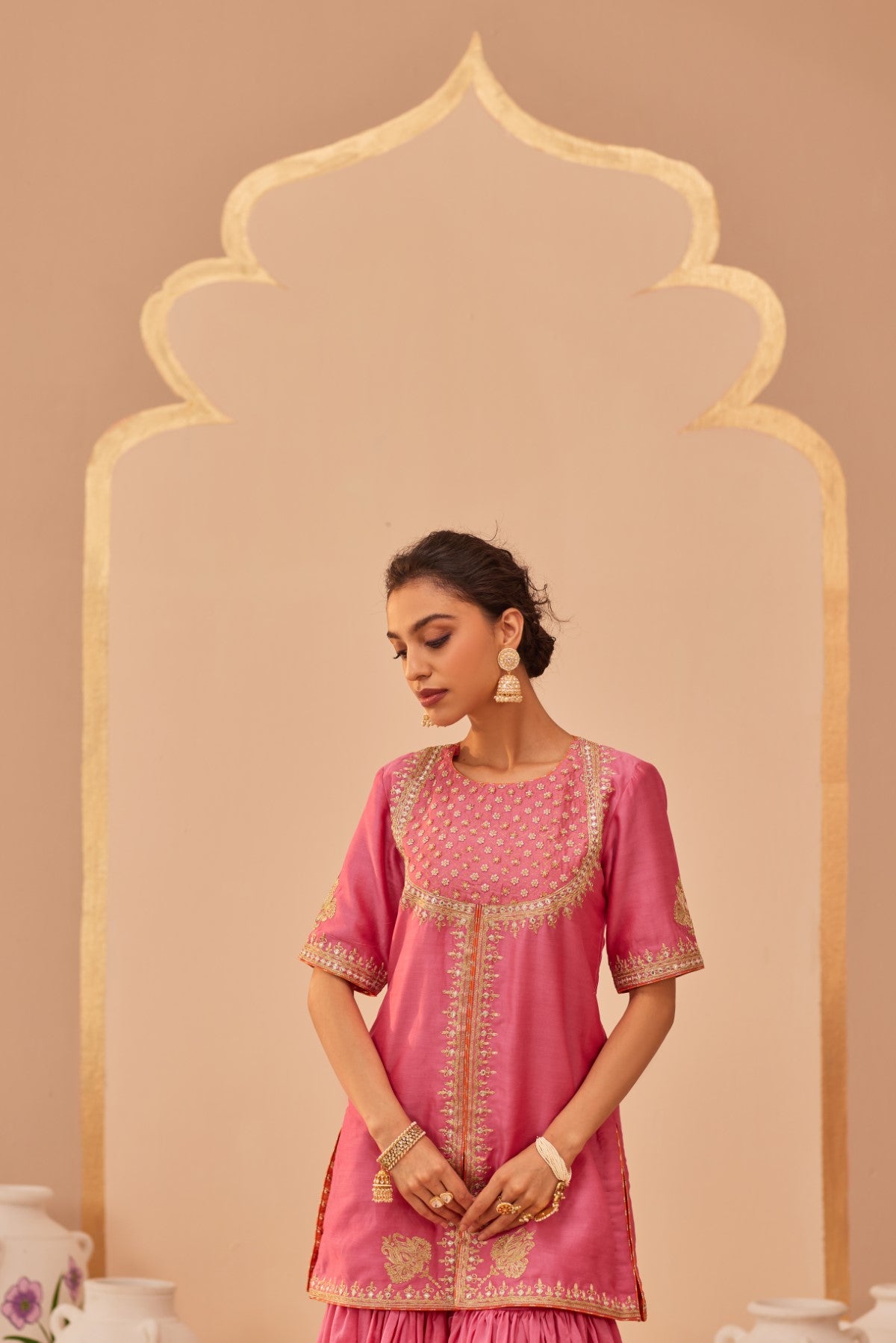 Suhair - Flamingo Pink Kurta Garara Set