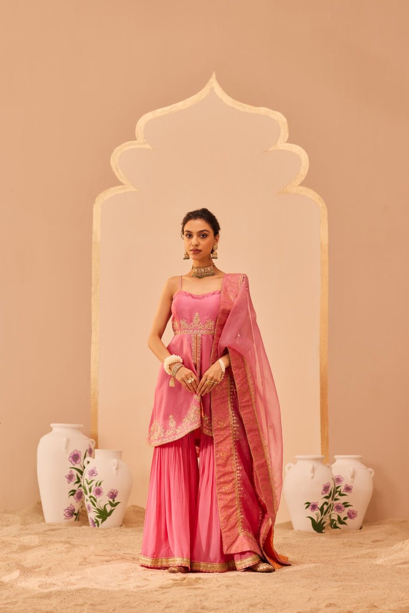 Tahira - Flamingo Pink Kurta Garara Set
