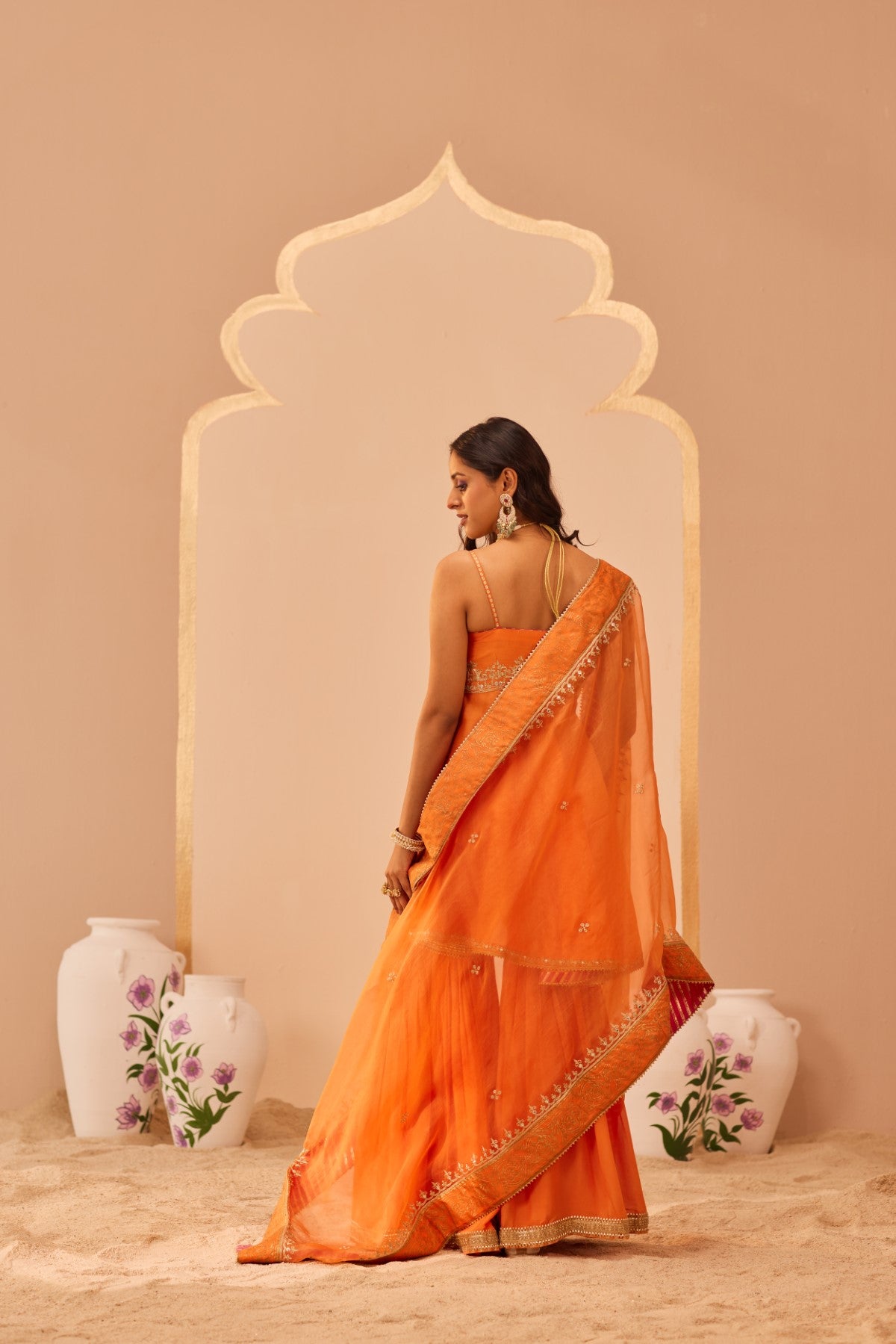 Tahira - Tangerine Orange Kurta Garara Set