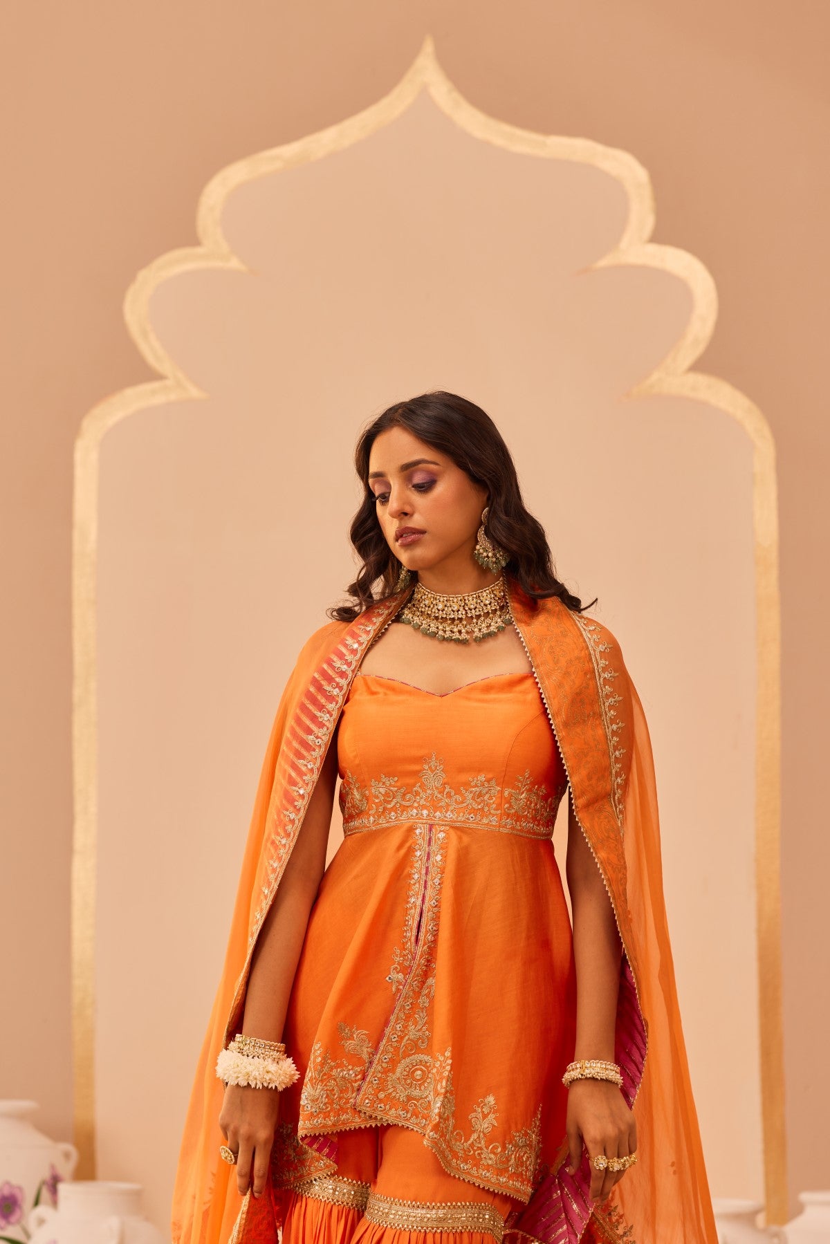 Tahira - Tangerine Orange Kurta Garara Set