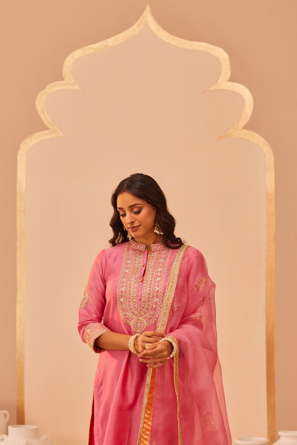 Zaniab - Flamingo Pink Kurta Set