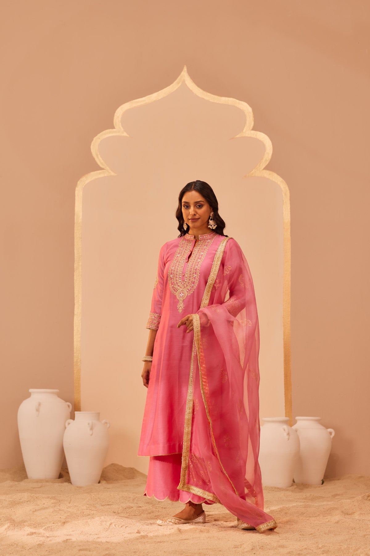 Zaniab - Flamingo Pink Kurta Set