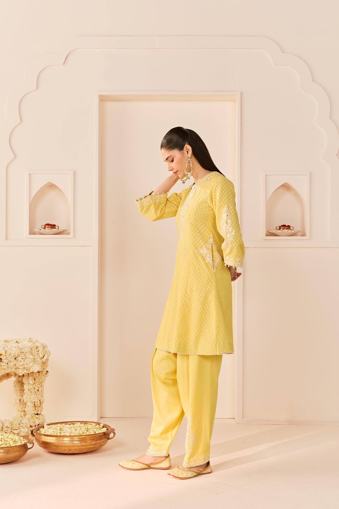 Reem - Lemon Yellow Short Choga With Dogri Salwar (LXRTS)