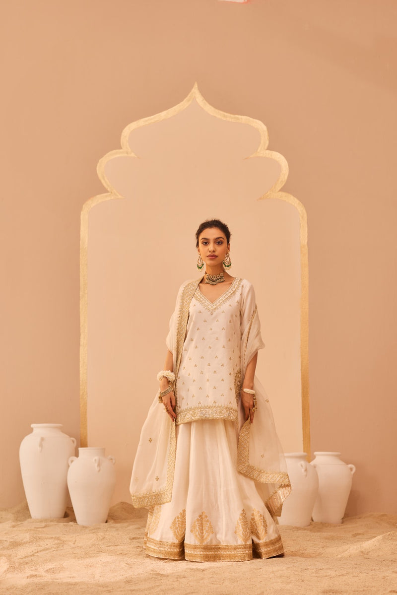 Faaiza - Daisy Ivory Kurta Lehenga Set