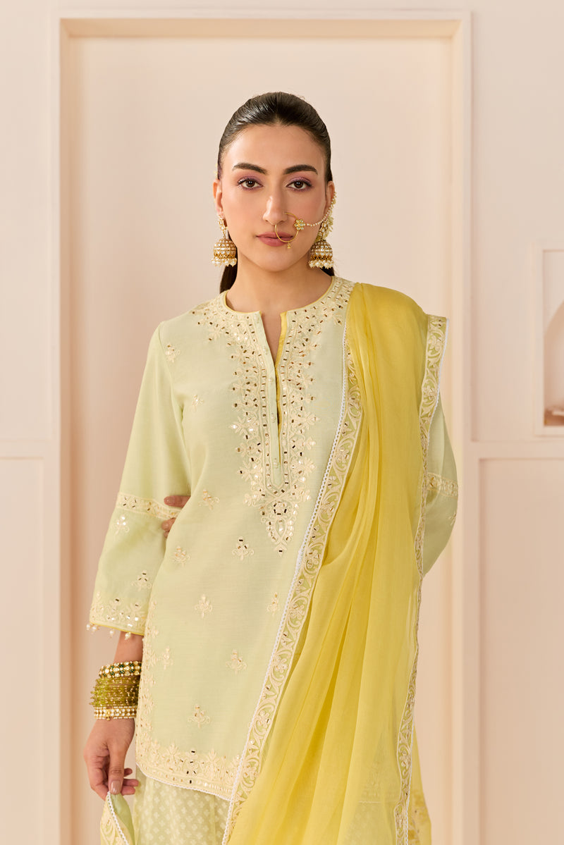 Rehma - Mint Green Short Kurta With Sharara And Dupatta (LXRTS)