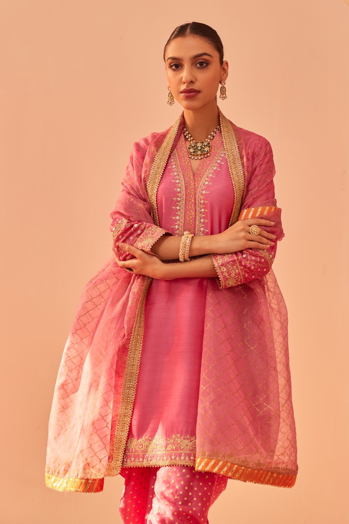 Faheeda - Flamingo Pink Kurta Set