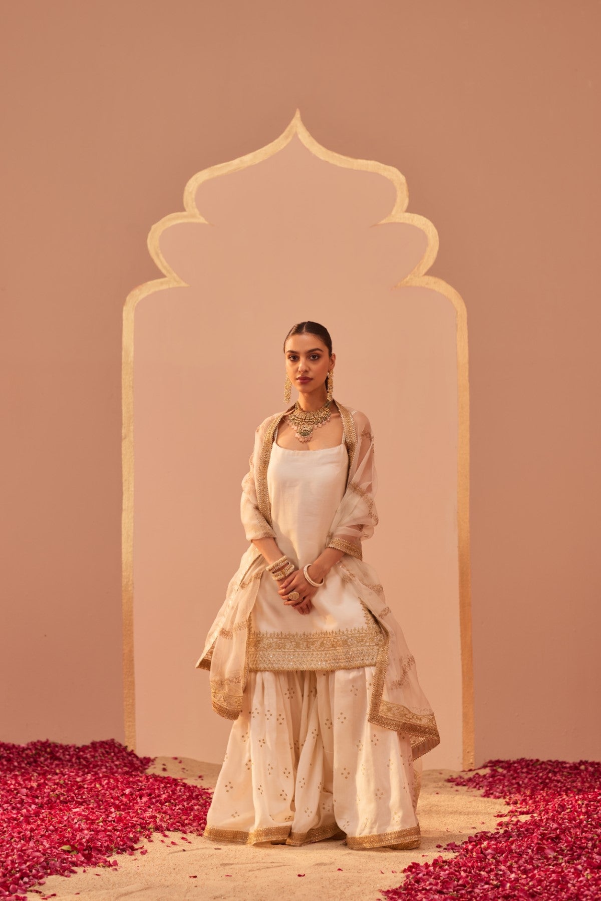 Yasmin - Daisy Ivory Kurta Garara Set