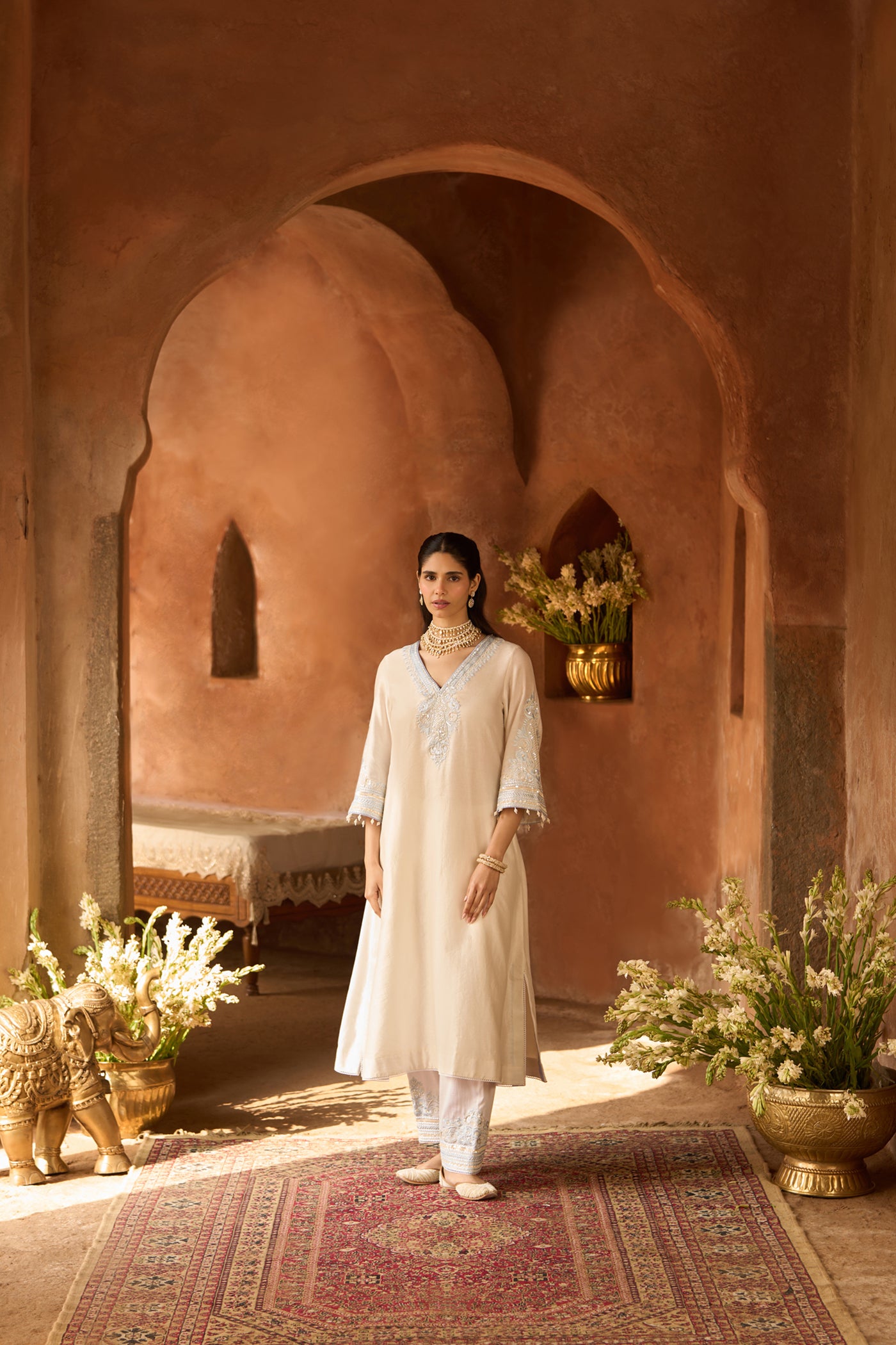 SAHABAT - DAISY IVORY WITH BLUE KAAFTAN WITH SALWAR