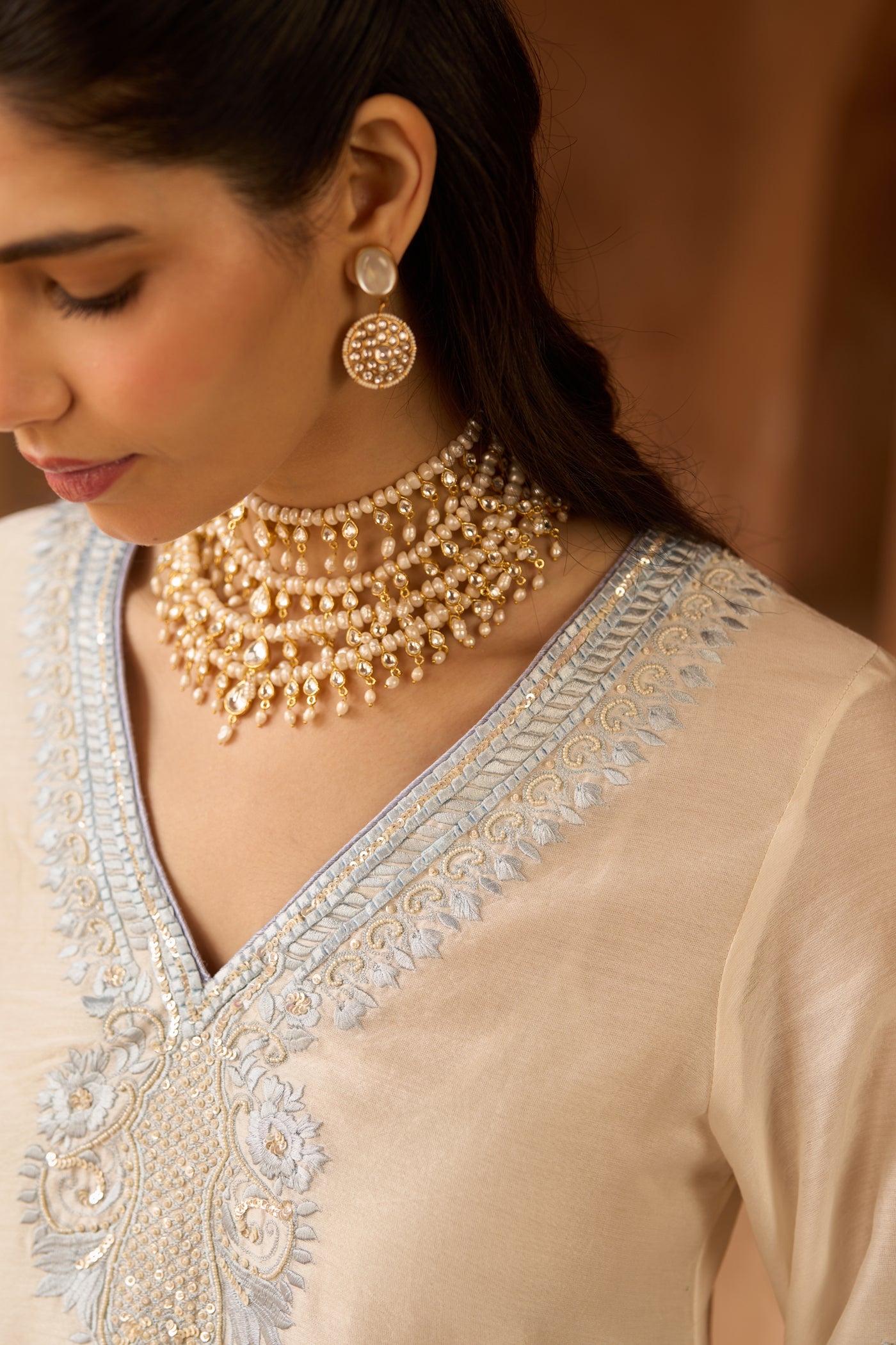 SAHABAT - DAISY IVORY WITH BLUE KAAFTAN WITH SALWAR