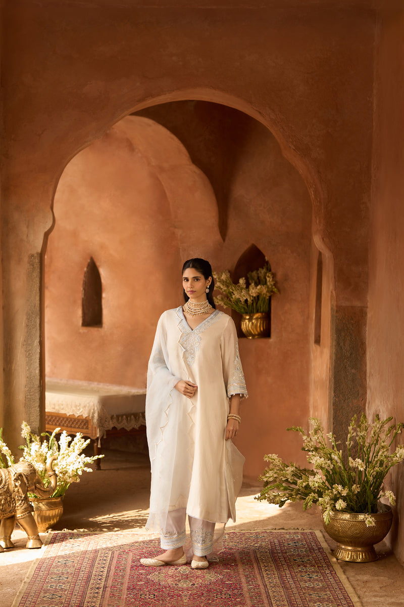 SAHABAT - DAISY IVORY WITH BLUE KAAFTAN WITH SALWAR