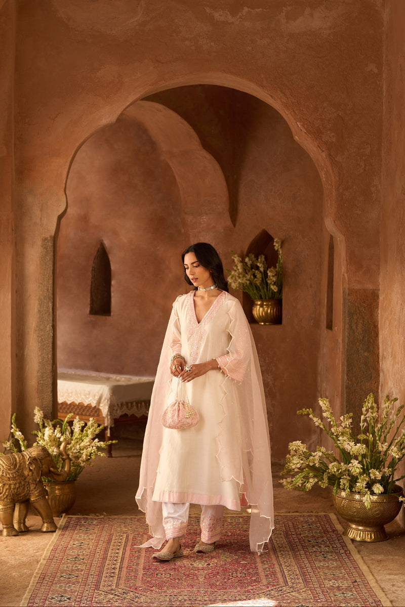 SAHABAT - DAISY IVORY WITH PINK KAAFTAN WITH SALWAR