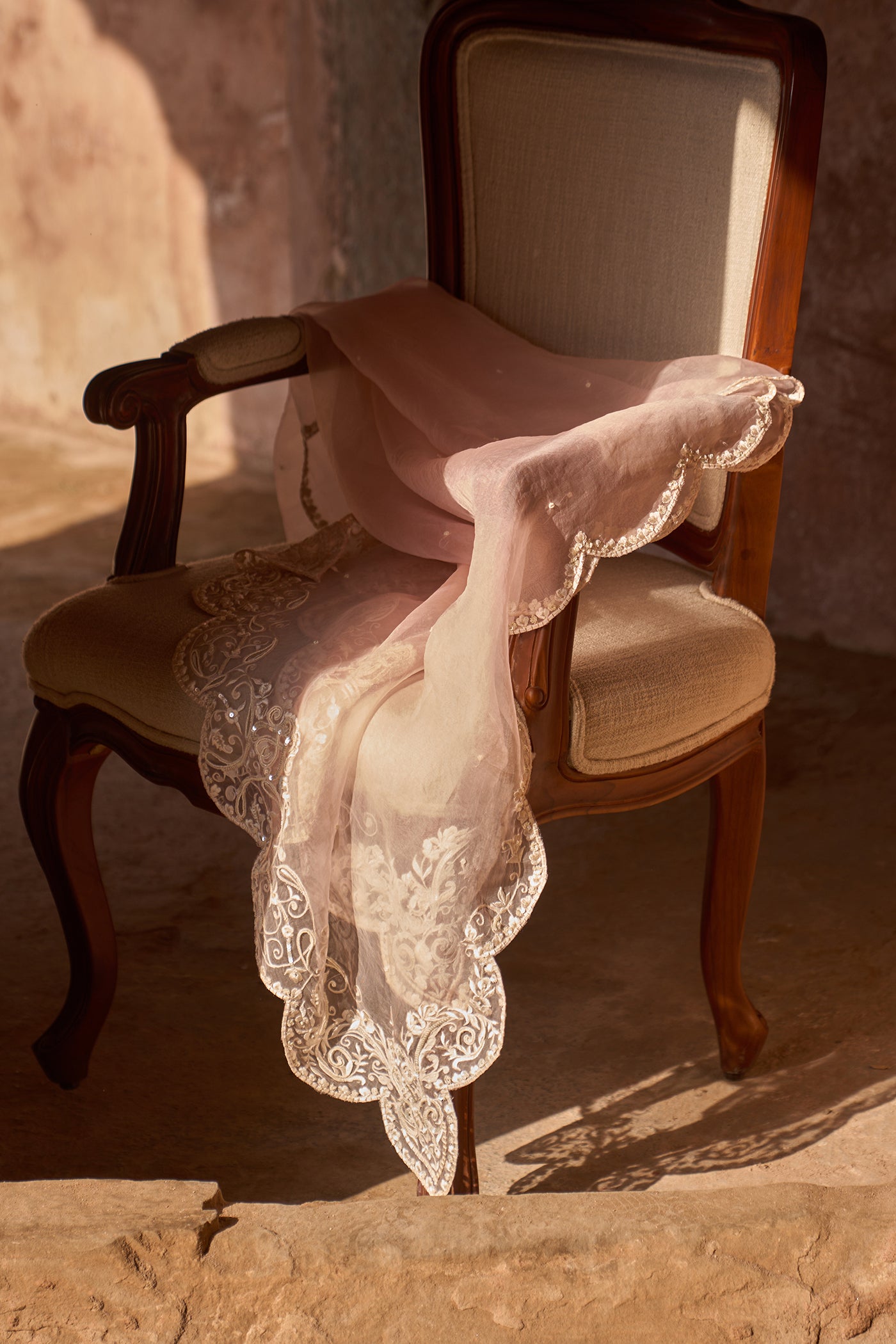 Heavy Dupatta with Parsi Gara Emboirderred Dupatta